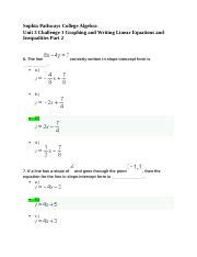 Sophia Pathways College Algebra Unit Challenge Part Docx