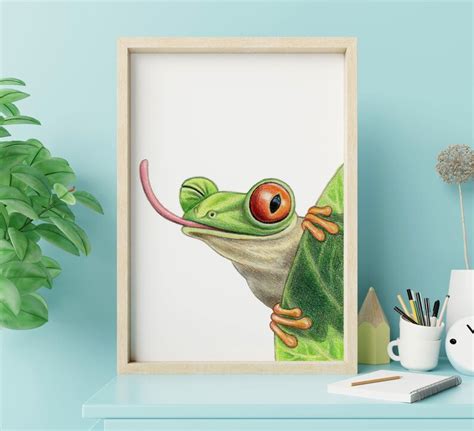 Printable Frog Painting / Green Tree Frog Print / Jungle - Etsy