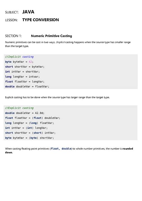 Solution Java Type Conversion Studypool