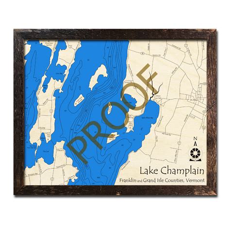 Lake Champlain Vt 3d Wood Topo Map