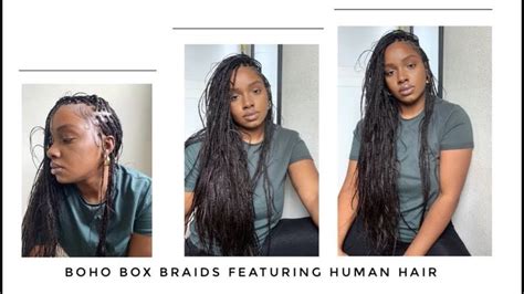 Boho Box Braids with Human Hair Ends | Human braiding hair, Med box ...