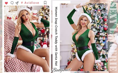 Amazon Avidlove Women Santa Lingerie Set Sexy Christmas Bodysuit