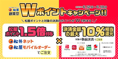 【松屋フーズ】松屋創業祭／「wポイントキャンペーン」開催 2023年6月12日 エキサイトニュース