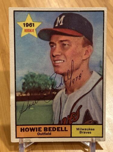 Howie Bedell Milwaukee Braves Topps Signed Autographed Baseball