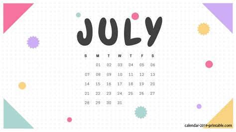 July 2019 Desktop Calendar Screensaver Grosssoccer