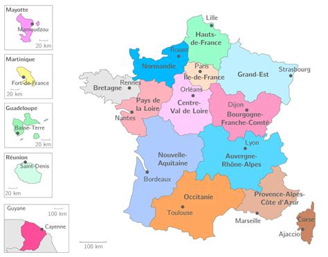 Carte des régions de Frances » Voyage - Carte - Plan