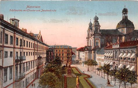 Mannheim Schillerplatz Mit Theater U Jesuitenkirche Ansichtskarten