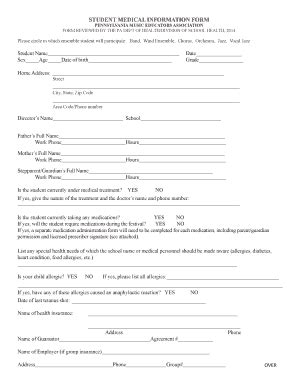 Fillable Online Images Pcmac STUDENT MEDICAL INFORMATION FORM Images