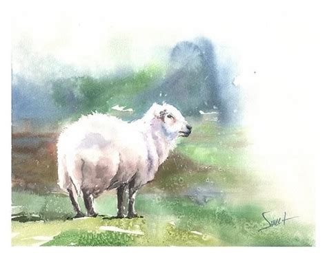 Watercolor Sheep Print Farm Animal Decor Art by Eric Sweet - Etsy | Schafe kunst ...