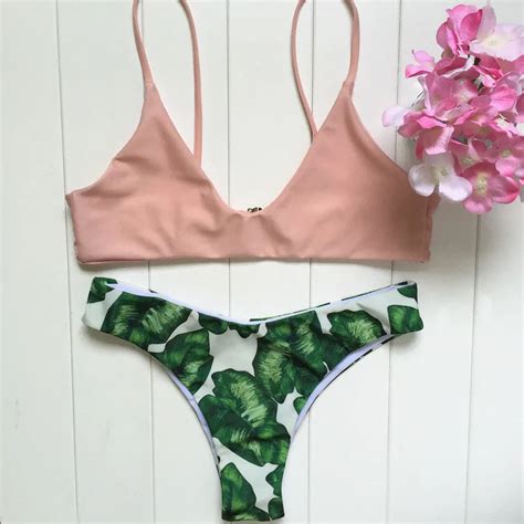 NEW Summer Beach Sexy Micro Bikini Set Flesh Pink Strap Push Up