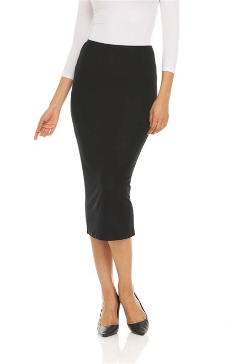 Ribbed Midi Skirt For Women By Bgdk Bodycon Pencil Skirt With Elastic Waist Comfortable