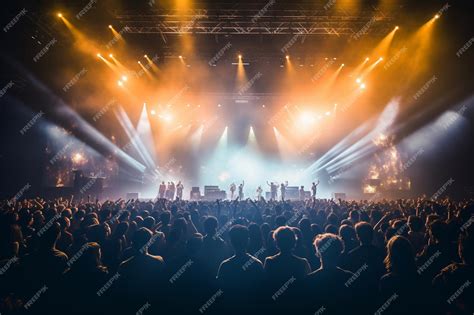 Premium AI Image | A crowd at a concert with a stage lit up with lights