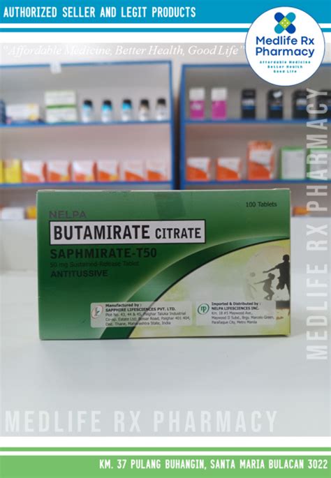 SAPHMIRATE -T50 Butamirate Citrate 50mg (Anti-Cough) 5 Tablets | Lazada PH