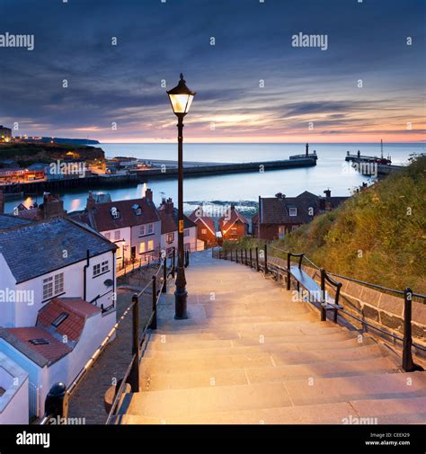 The 199 Steps Leading From The Old Town Of Whitby To The Abbey High