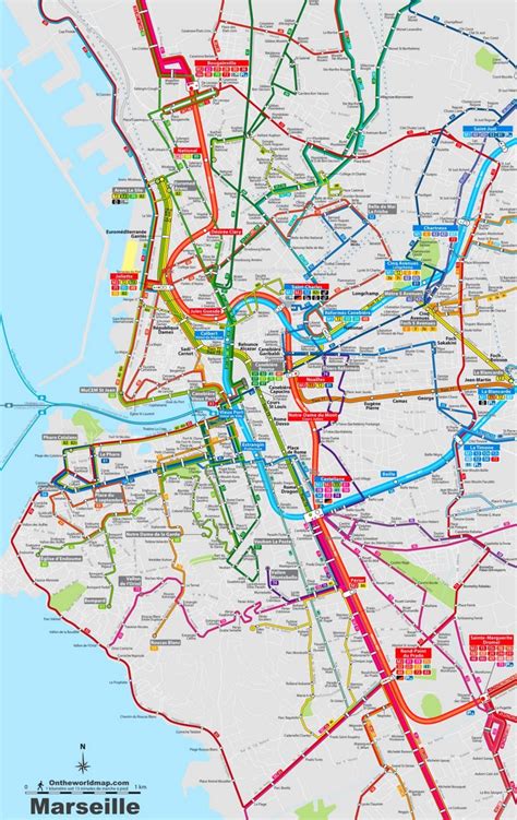 Marseille City Centre transport map - Ontheworldmap.com