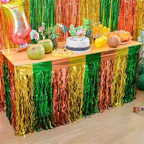 Playbees Luau Hawaiian Grass Table Skirt - 4 Pack - 9 Feet x 29 Inch ...