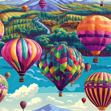 Premium Photo Vibrant Hot Air Balloons Floating Over A Vineyard