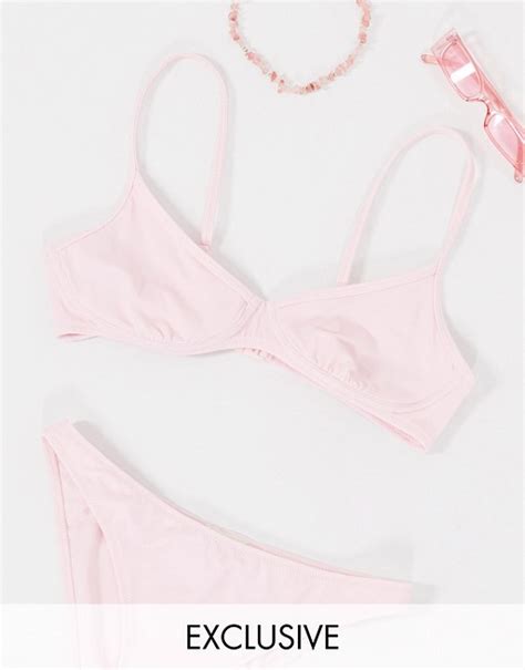 Miss Selfridge Underwire Bikini Set In Pale Pink Asos