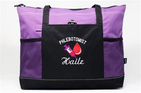 Phlebotomist Personalized Embroidered Zippered Tote Bag With Etsy