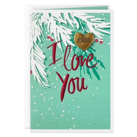 Love You Always Romantic Christmas Card With Heart Token - Greeting ...