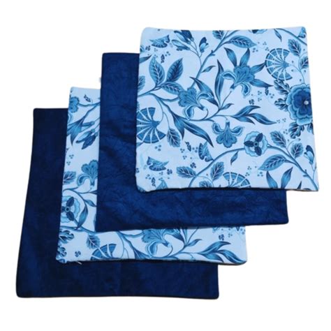 Kit 4 Capa Almofadas Suede 45x45 Ziper Invisivel Magic Enxovais Azul