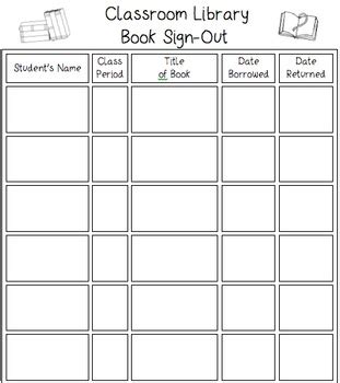 Classroom Library Sign Out Sheet By Sailing Through Sixth Tpt