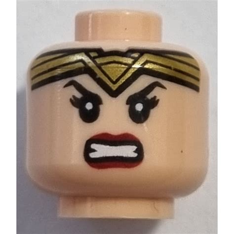 Lego Light Flesh Wonder Woman Minifigure Head Recessed Solid Stud