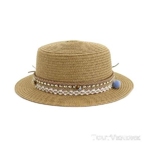 Femme Chapeau De Paille Ete Large Bord Chapeau De Soleil Pou En France