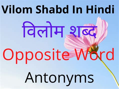 Vilom Shabd In Hindi विलोम शब्द हिंदी में