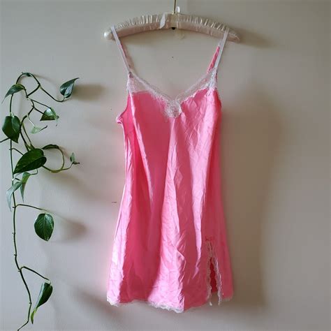 Victorias Secret Angels Hot Pink Y2k Satin Slip Dres… Gem