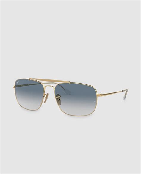 Gafas De Sol De Hombre Ray Ban Coronel De Metal Dorado Con Doble Puente