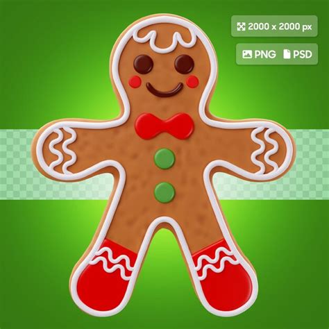 Premium Psd D Rendering Of Christmas Gingerbread Man Icon