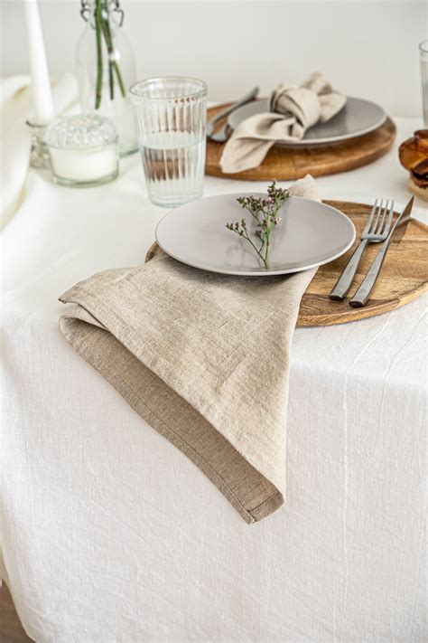 Prints Reusable Four Vegan Striped Set Of Linen Dinner Napkins