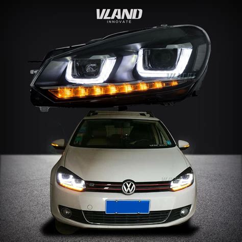 Vland Led Headlights Drl Assembly For Vw Golf Mk Bi Xenon