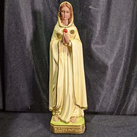 Table Size Lovely Italian Religious Statue In Plaster Of Our Lady Rosa