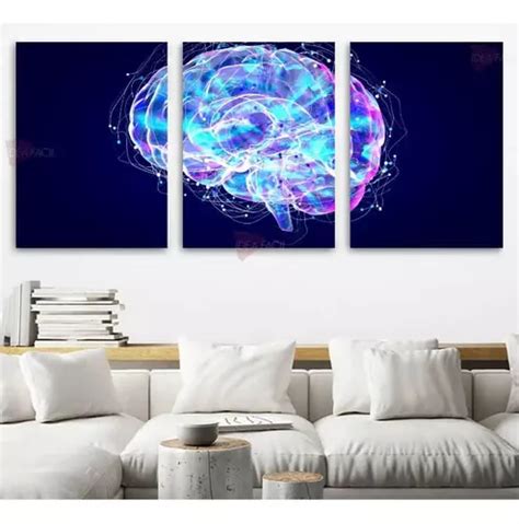 Cuadro Tríptico Neurología Canvas Grueso 40x60cm Envío gratis