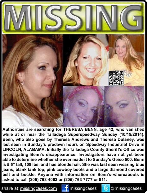 10 19 2014 Theresa Benn Age 42 Is Missing From Lincoln Alabama