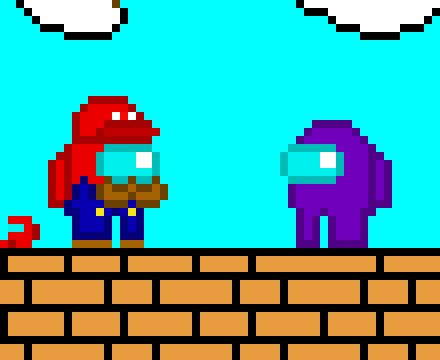 Among us kill 9 fire mario bros pixel art