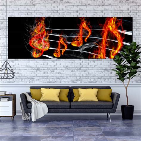 Musical Notes Canvas Wall Art, Black Abstract Music 1 Piece Canvas Art ...