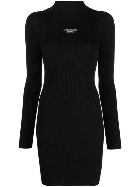 Calvin Klein Logo Embroidered Knit Dress Editorialist