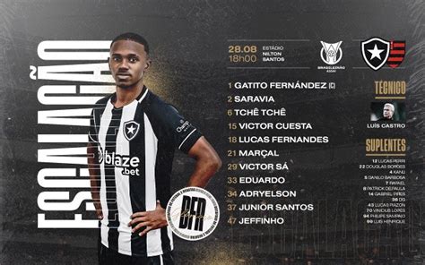 Veja escalação do Botafogo para jogo contra o Flamengo Coluna do Fla