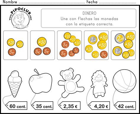 Monedas Euros Matematicas Fichas De Matematicas