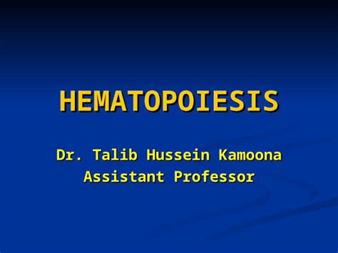 Ppt Hematopoiesis Dr Talib Hussein Kamoona Assistant Professor