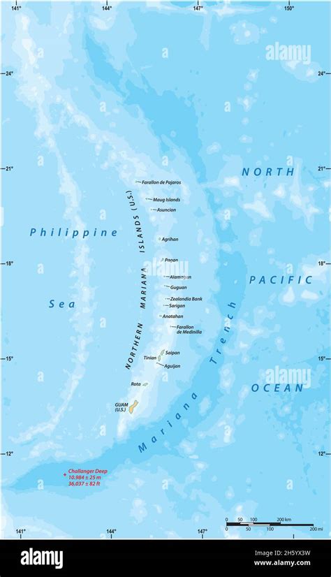 Vector Map Of The Mariana Islands And The Mariana Trench U S Stock