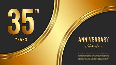 Premium Vector 35th Anniversary Celebration Template Design With Gold Background And Numbers