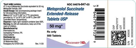 Metoprolol Succinate - FDA prescribing information, side effects and uses