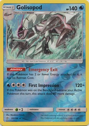 Golisopod 51 236 Reverse Holo Rare Pokemon Singles Sun Moon