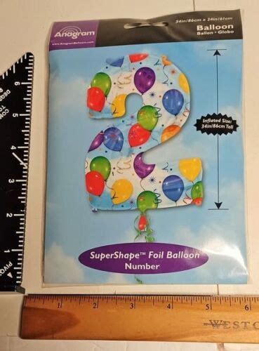 Lot Of 3 New In Package Supershape Foil Number 2 Jumbo Party Balloon 34