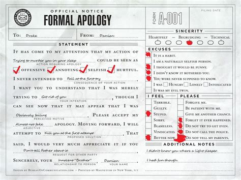 Apology Form Meme Template