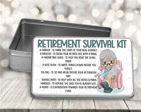 Retirement Survival Kit Tin - Etsy | Retirement survival kit, Survival ...